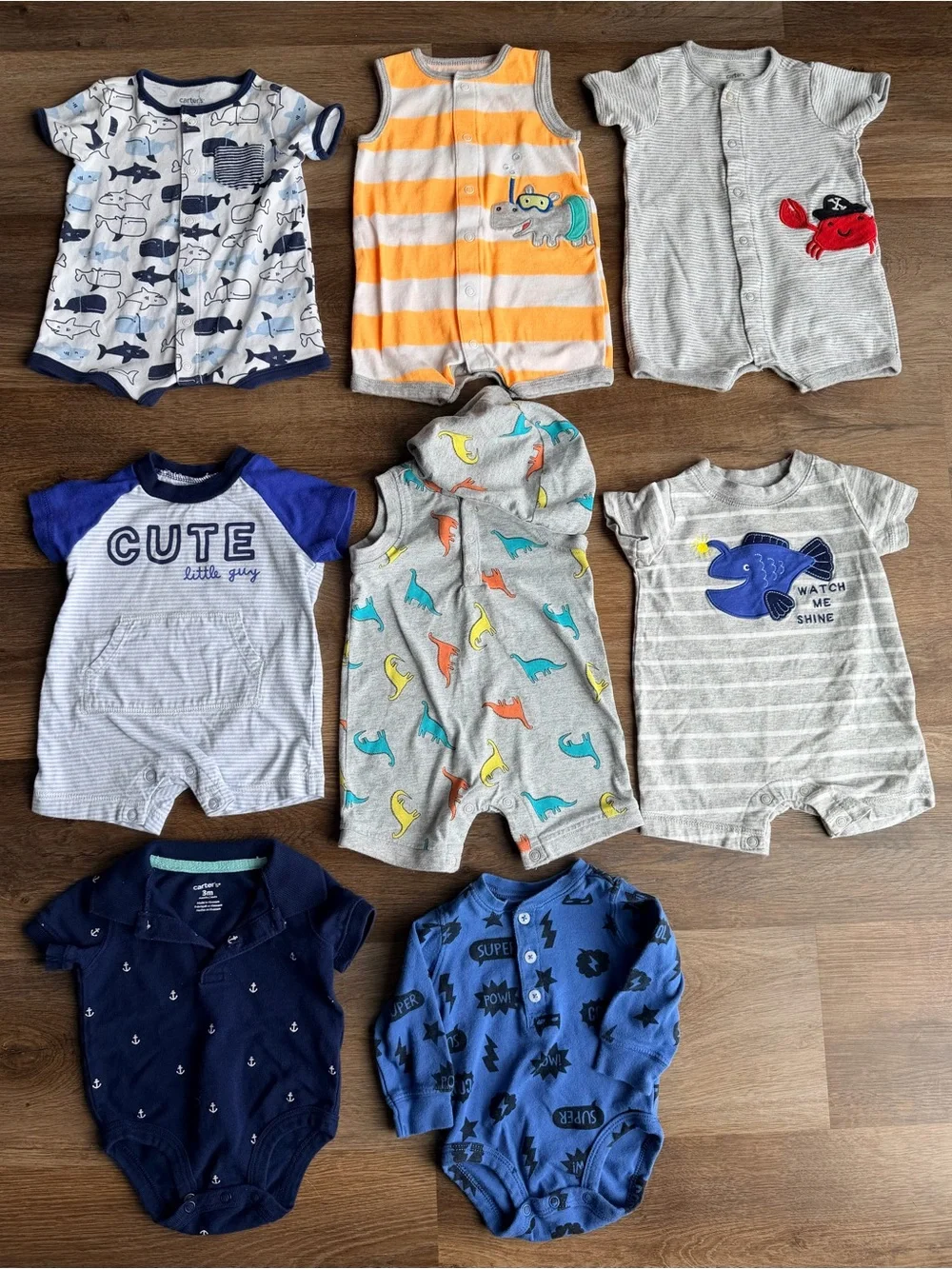 CARTER’S | Baby Boy Romper Bundle | Summer Outfits | Onesies Bodysuits Set